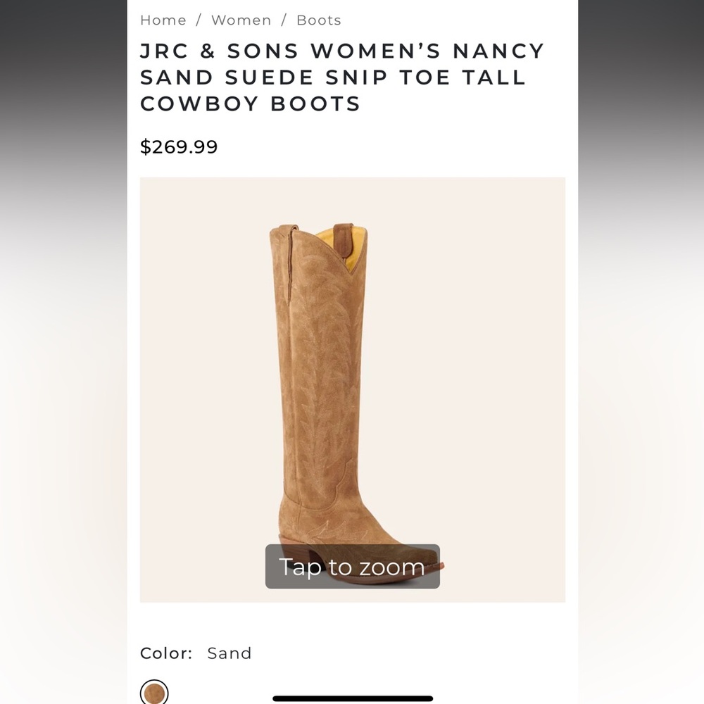 Nancy Suede Snip Toe Cowboy Boots in Sand